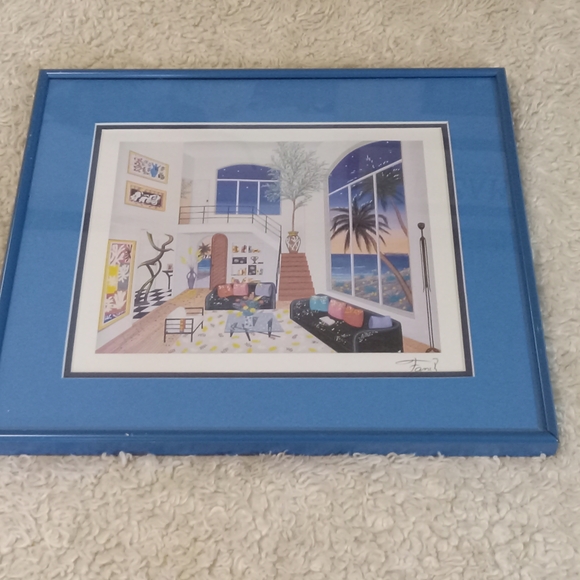 Framed Art Print with Blue Frame